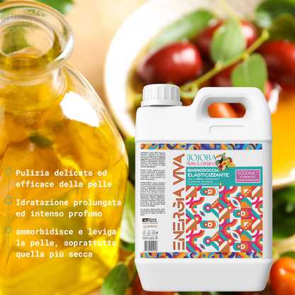 Bagnodoccia Elasticizzante Jojoba Tropical Experience 5 Litri – Detergente Corpo Idratante con Oli Naturali, Formula Delicata per Tutta la Famiglia, Maxi Formato Convenienza 5000 ml