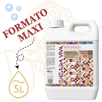 Bagnodoccia Patchouli 5 Lt, Bagno Doccia Corpo Profumato, Docciaschiuma Intenso e Avvolgente, Formato Convenienza Maxi per Uso Quotidiano