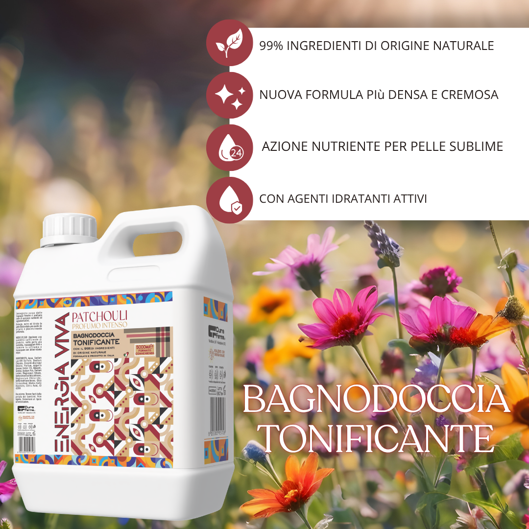 Bagnodoccia Patchouli 5 Lt, Bagno Doccia Corpo Profumato, Docciaschiuma Intenso e Avvolgente, Formato Convenienza Maxi per Uso Quotidiano