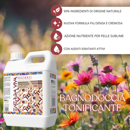 Bagnodoccia Patchouli 5 Lt, Bagno Doccia Corpo Profumato, Docciaschiuma Intenso e Avvolgente, Formato Convenienza Maxi per Uso Quotidiano