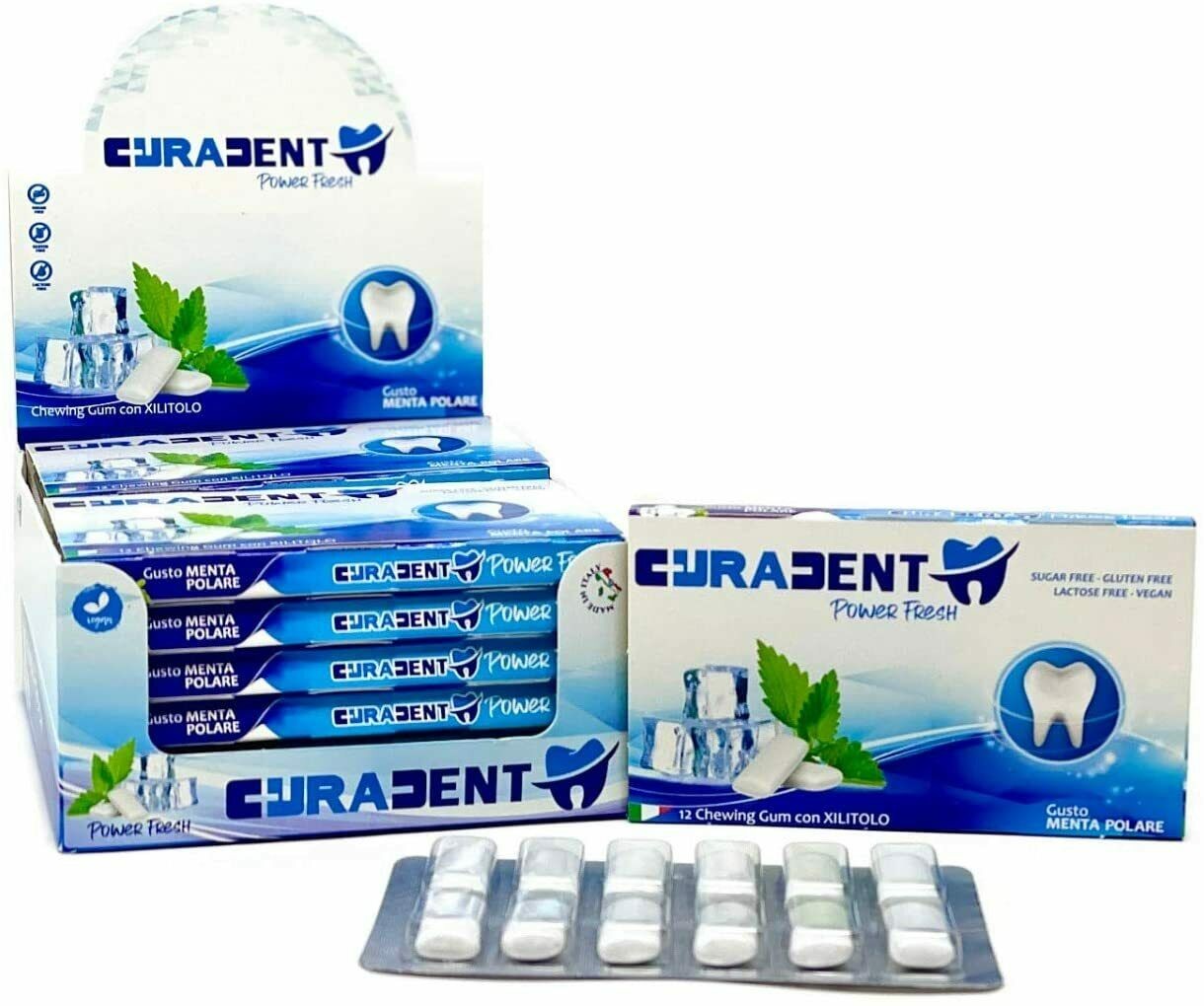 CuraDent® Gomme Power Fresh Senza Zucchero (12×12 chewing gum)