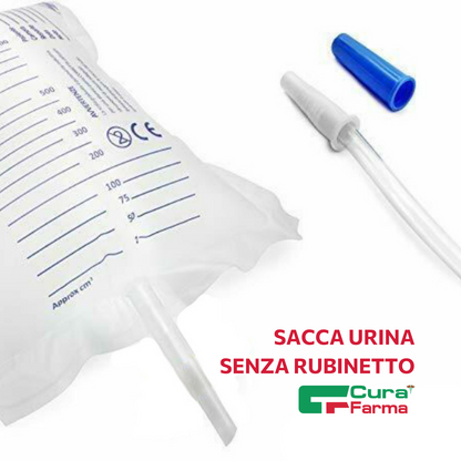 Sacca Urina SENZA RUBINETTO 30 Sacche 2000ml Tubo 130cm NON STERILI - Latex Free