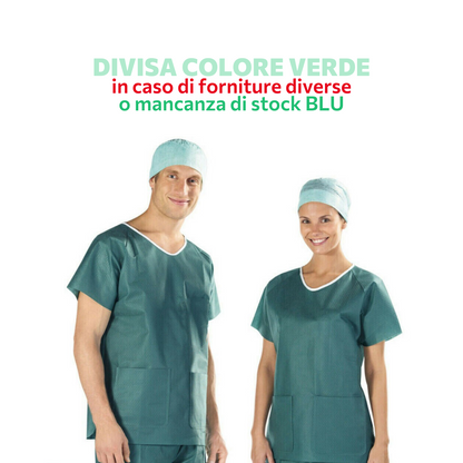 Divisa BLU Ospedaliera 10 CAMICI 30g Casacca Pantalone TNT Monouso