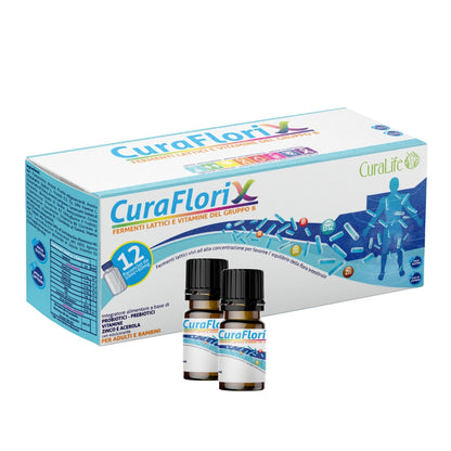 CuraFlorix Integratore Fermenti Lattici Vivi. Probiotici, Prebiotici, Vitamina B, Zinco, Acerola